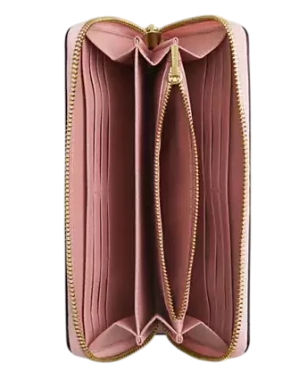 Coach Long Zip Around Wallet In Signature Canvas Powder Pink