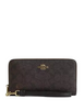 Coach Long Zip Around Wallet In Signature Canvas Walnut Black