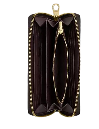 Coach Long Zip Around Wallet In Signature Canvas Walnut Black