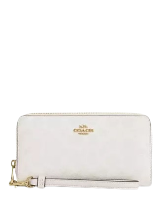 Coach Long Zip Around Wallet In Signature Canvas White Chalk