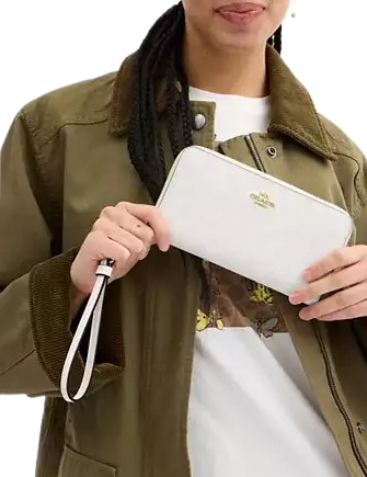 Coach Long Zip Around Wallet In Signature Canvas White Chalk