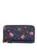 Coach Long Zip Around Wallet In Signature Canvas With Cherry Print Denim