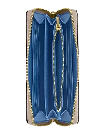 Coach Long Zip Around Wallet In Signature Canvas With Coach Graphic Sand Pacific Bright Mineral