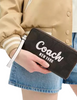 Coach Long Zip Around Wallet In Signature Canvas With Coach Graphic Walnut Chalk