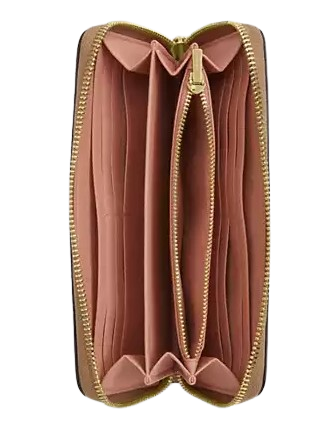 Coach Long Zip Around Wallet In Signature Canvas With Floral Print Sand