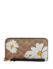 Coach Long Zip Around Wallet In Signature Canvas With Floral Print Tan