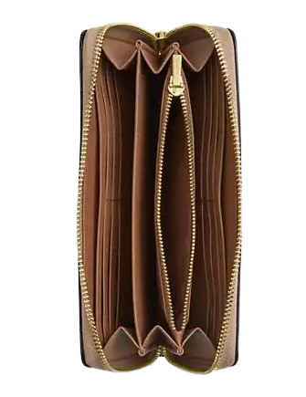 Coach Long Zip Around Wallet In Signature Canvas With Lips Print Sand
