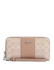 Coach Long Zip Around Wallet In Signature Canvas With Stripe Sand Taupe