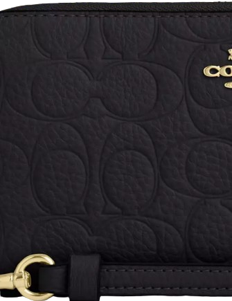 Coach Long Zip Around Wallet In Signature Leather Black