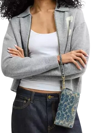 Coach Long Zip Around Wallet In Signature Regenerative Cotton Denim 