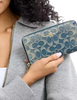 Coach Long Zip Around Wallet In Signature Regenerative Cotton Denim 