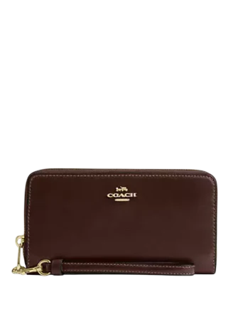 Coach Long Zip Around Wallet Maple