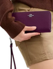 Coach Long Zip Around Wallet Plum
