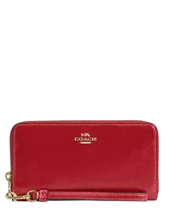 Coach Long Zip Around Wallet Poppy