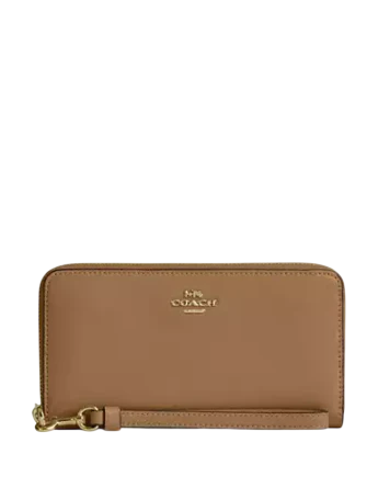 Coach Long Zip Around Wallet Sandy Beige