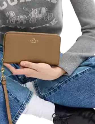 Coach Long Zip Around Wallet Sandy Beige
