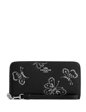 Coach Long Zip Around Wallet With Butterfly Print