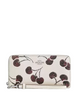 Coach Long Zip Around Wallet With Cherry Print Chalk