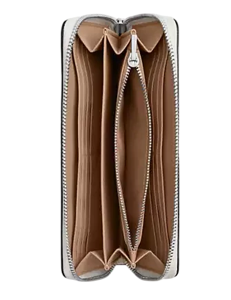 Coach Long Zip Around Wallet With Cherry Print Chalk