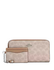 Coach Long Zip Around Wallet With Detachable Card Case In Signature Canvas Sand Taupe