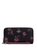 Coach Long Zip Around Wallet With Floral Print Black Purple