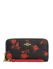 Coach Long Zip Around Wallet With Floral Print Black Red