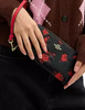 Coach Long Zip Around Wallet With Floral Print Black Red