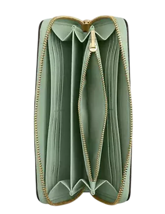 Coach Long Zip Around Wallet With Floral Print Pale Green