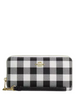 Coach Long Zip Around Wallet With Gingham Print Black White