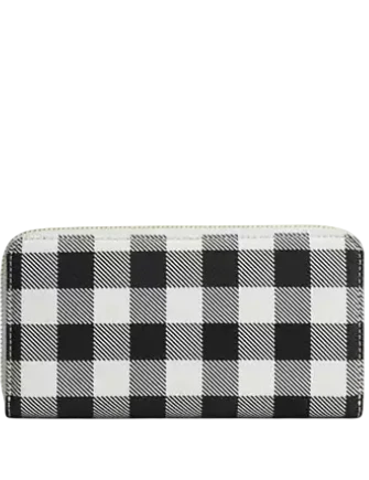 Coach Long Zip Around Wallet With Gingham Print Black White