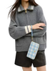 Coach Long Zip Around Wallet With Gingham Print Blue White