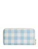 Coach Long Zip Around Wallet With Gingham Print Blue White