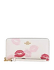 Coach Long Zip Around Wallet With Lips Print Chalk