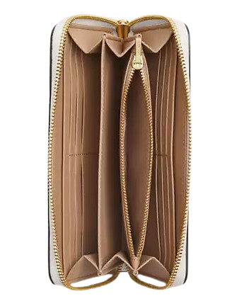Coach Long Zip Around Wallet With Lips Print Chalk