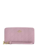 Coach Long Zip Around Wallet With Quilting Carnation