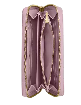Coach Long Zip Around Wallet With Quilting Carnation