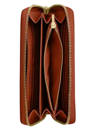 Coach Long Zip Around Wallet With Quilting Cinnamon