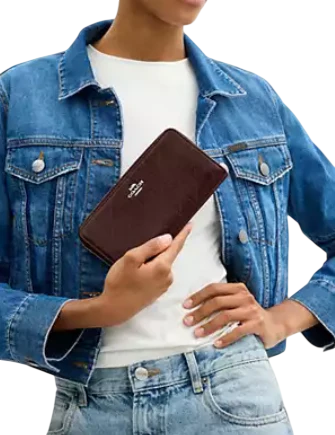 Coach Long Zip Around Wallet With Quilting Maple
