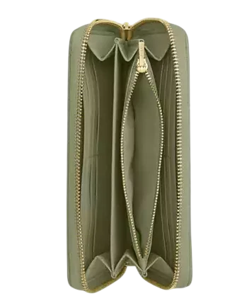 Coach Long Zip Around Wallet With Quilting Pistachio