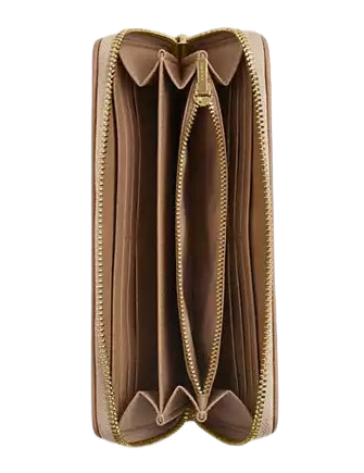 Coach Long Zip Around Wallet With Signature Canvas  Dark Natural 