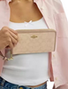 Coach Long Zip Around Wallet With Signature Canvas  Dark Natural 