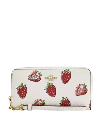 Coach Long Zip Around Wallet With Strawberry Print