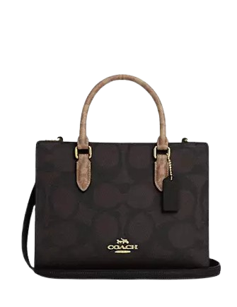 Coach Maggie Small Tote Bag In Signature Canvas Walnut Tan