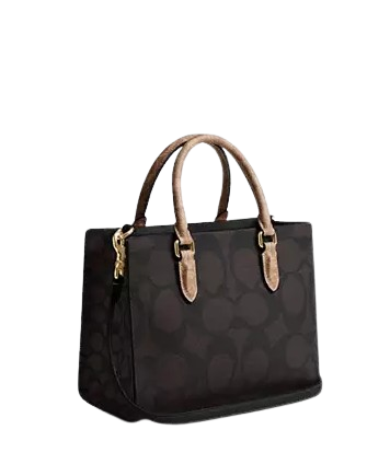 Coach Maggie Small Tote Bag In Signature Canvas Walnut Tan