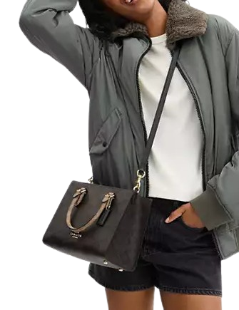 Coach Maggie Small Tote Bag In Signature Canvas Walnut Tan