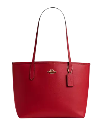 Coach Medium City Tote Bag Bright Cardinal