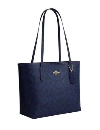 Coach Medium City Tote Bag In Signature Canvas Navy