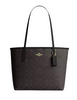 Coach Medium City Tote Bag In Signature Canvas Walnut Black