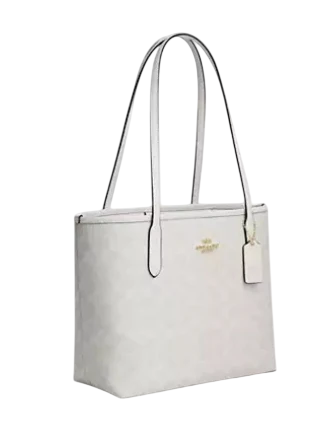 Coach Medium City Tote Bag In Signature Canvas White Chalk