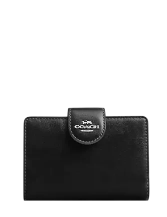 Coach Medium Corner Zip Wallet Black